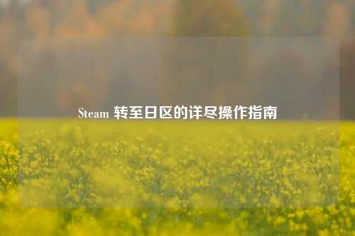 Steam 转至日区的详尽操作指南
