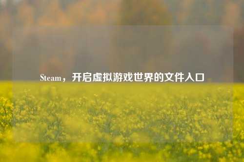 Steam，开启虚拟游戏世界的文件入口