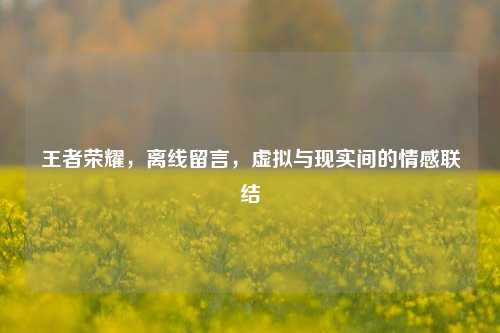 王者荣耀，离线留言，虚拟与现实间的情感联结