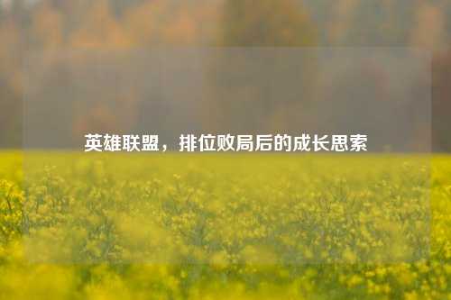英雄联盟，排位败局后的成长思索
