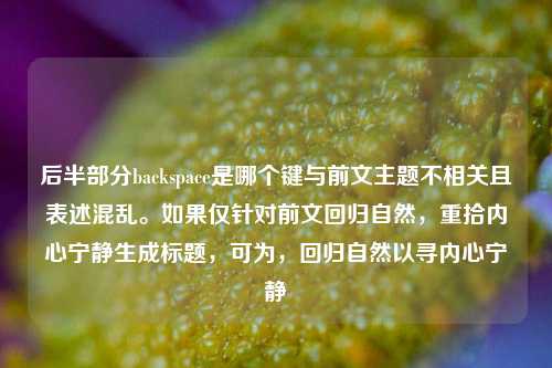 后半部分backspace是哪个键与前文主题不相关且表述混乱。如果仅针对前文回归自然,重拾内心宁静生成标题,可为,回归自然以寻内心宁静
