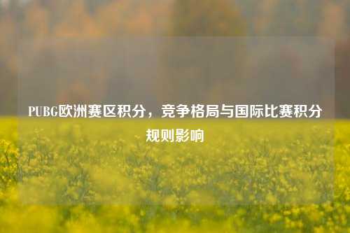 PUBG欧洲赛区积分，竞争格局与国际比赛积分规则影响