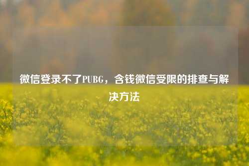 微信登录不了PUBG，含钱微信受限的排查与解决 *** 