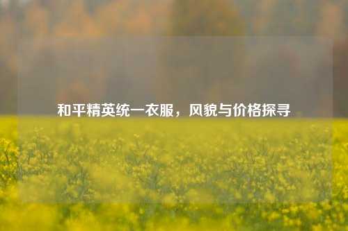 和平精英统一衣服,风貌与价格探寻