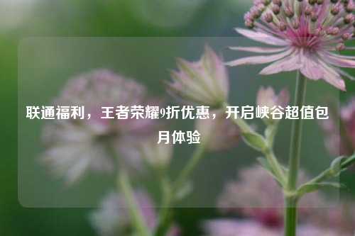 联通福利,王者荣耀9折优惠,开启峡谷超值包月体验