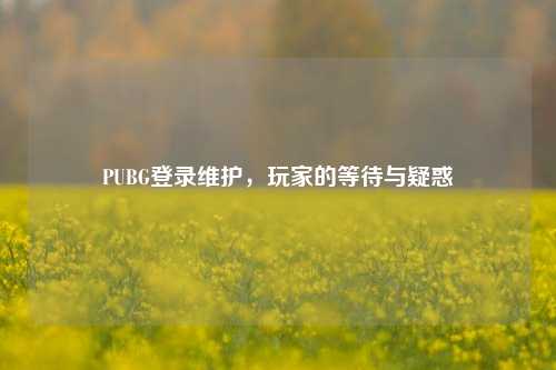 PUBG登录维护，玩家的等待与疑惑