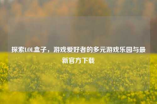 探索LOL盒子,游戏爱好者的多元游戏乐园与最新官方下载