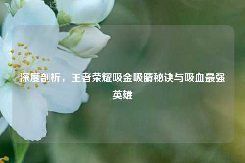 深度剖析,王者荣耀吸金吸睛秘诀与吸血最强英雄