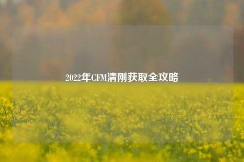 2022年CFM清刚获取全攻略