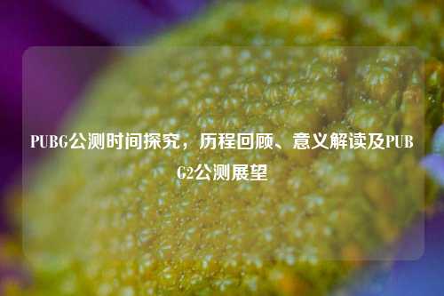 PUBG公测时间探究,历程回顾、意义解读及PUBG2公测展望