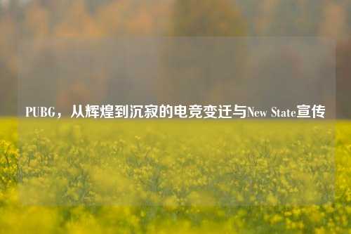 PUBG,从辉煌到沉寂的电竞变迁与New State宣传