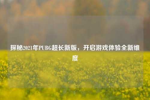 探秘2021年PUBG超长新版,开启游戏体验全新维度
