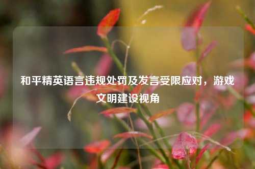 和平精英语言违规处罚及发言受限应对,游戏文明建设视角