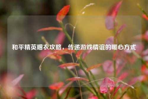 和平精英赠衣攻略,传递游戏情谊的暖心方式
