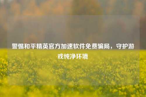 警惕和平精英官方加速软件免费骗局,守护游戏纯净环境