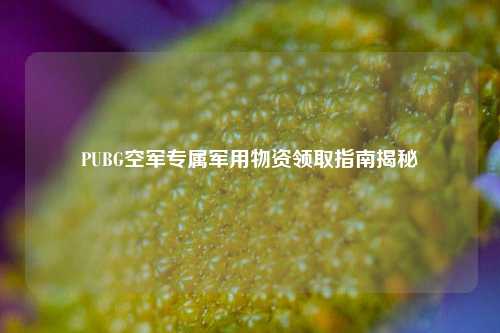 PUBG空军专属军用物资领取指南揭秘