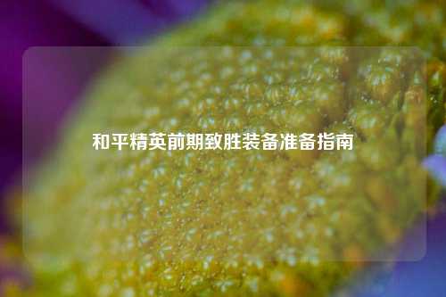 和平精英前期致胜装备准备指南