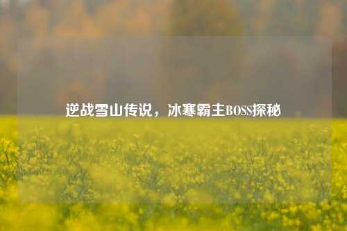 逆战雪山传说,冰寒霸主BOSS探秘