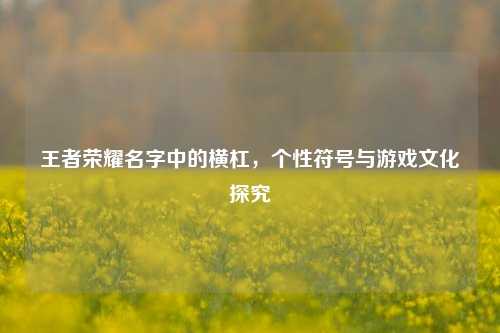 王者荣耀名字中的横杠,个性符号与游戏文化探究