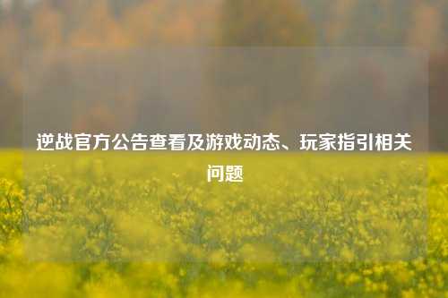 逆战官方公告查看及游戏动态、玩家指引相关问题