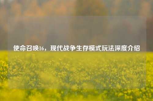 使命召唤16,现代战争生存模式玩法深度介绍