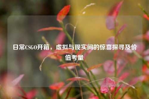 日常CSGO开箱,虚拟与现实间的惊喜探寻及价值考量